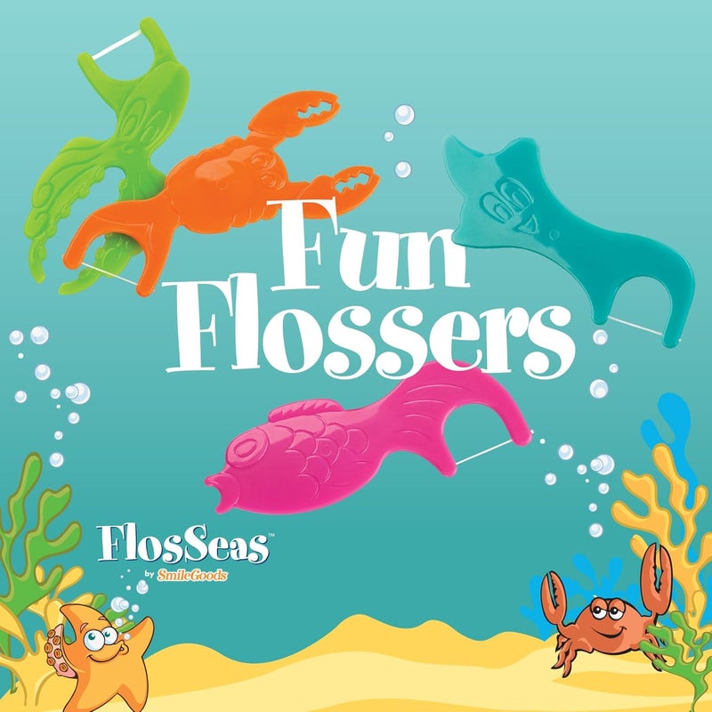 Practicon FlosSeas Child Dental Care Kit, Travel Size Bundle w/Assorted Color Toothbrush, Kids Toothpaste and Flossers, TSA Friendly Kids Oral Care Kit - Image 3